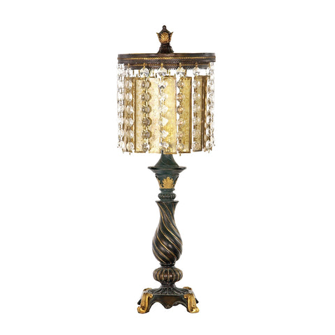 Amber And Crystal 1 Light Table Lamp in Gold Leaf And Black