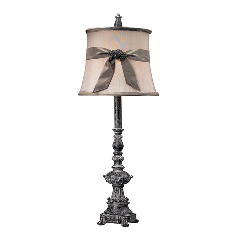Sutton Buffet Lamp In Black With Broach Embellished Shade