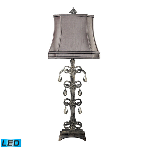 Castello Teak Crystal LED Table Lamp in Durand Finish