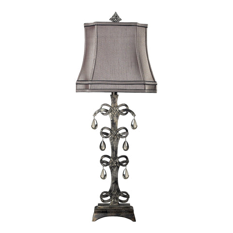Castello Teak Crystal Table Lamp in Durand Finish