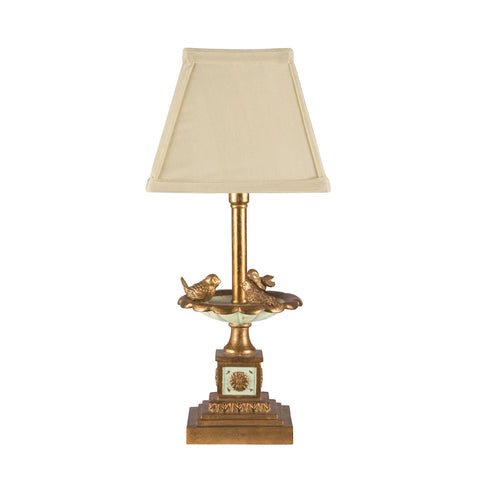 Bird Bath Table Lamp in Gold Leaf And Green