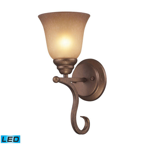 Lawrenceville 1 Light LED Wall Sconce In Mocha With Antique Amber Glass