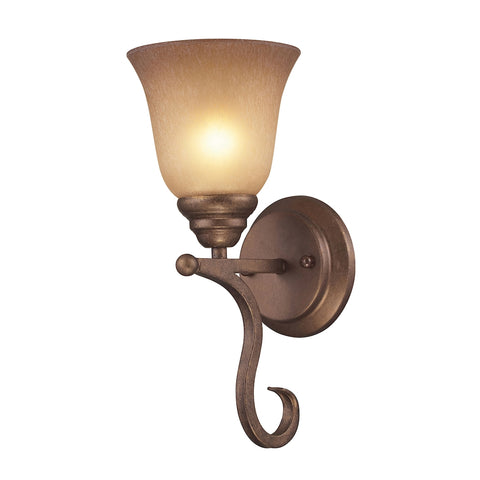 Lawrenceville 1 Light Wall Sconce In Mocha With Antique Amber Glass