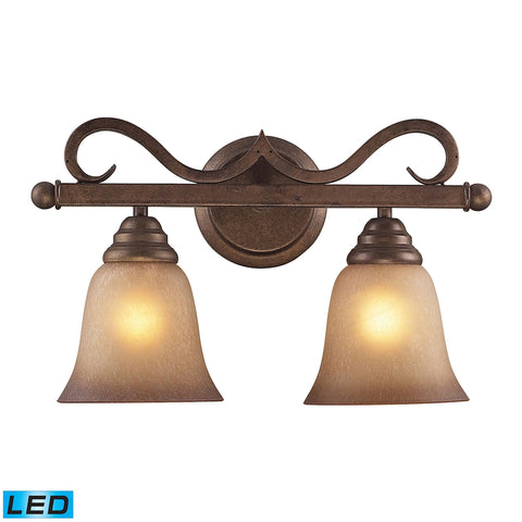 Lawrenceville 2 Light LED Vanity In Mocha With Antique Amber Glass