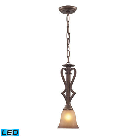 Lawrenceville 1 Light LED Pendant In Mocha With Antique Amber Glass