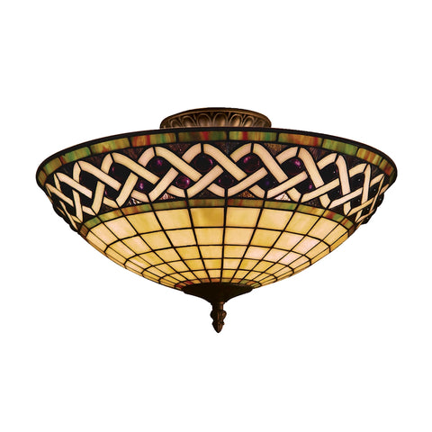 Angel Wing 3 Light Semi Flush In Classic Bronze