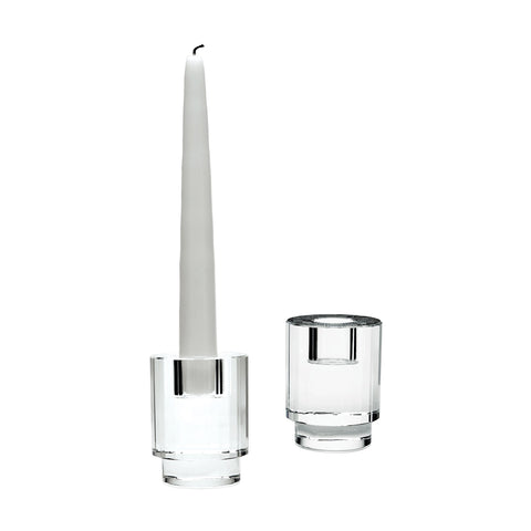 Fluted Crystal Column Candleholders - Set of 2