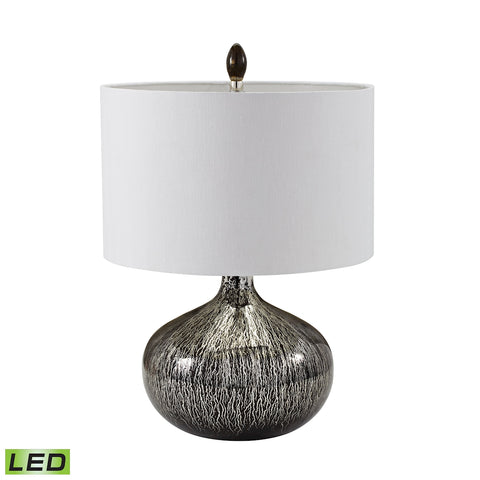 Black Mercury Glass LED Table Lamp In Silver And Black