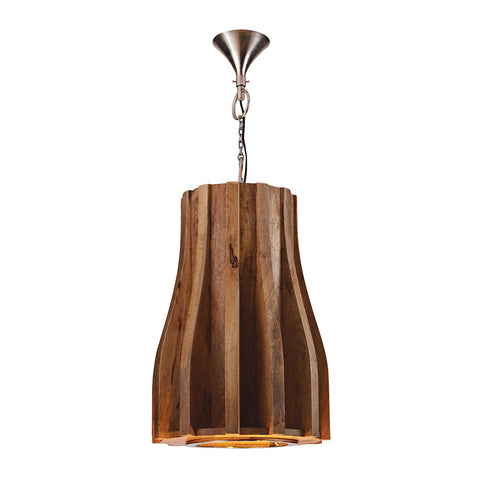 Retro 1 Light Pendant In Natural Mango Wood