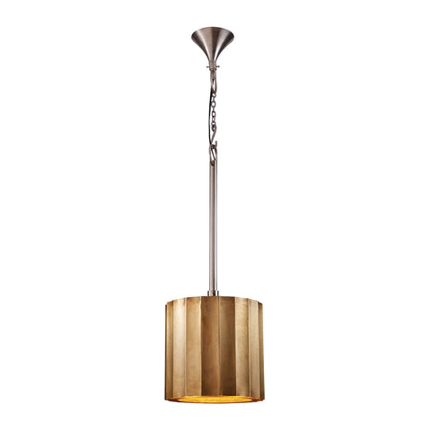 Small Brass Clad Ribbed Pendant