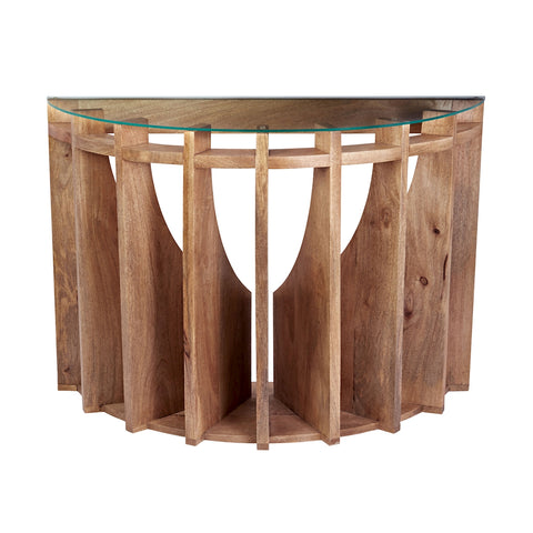 Wooden Sundial Console Table
