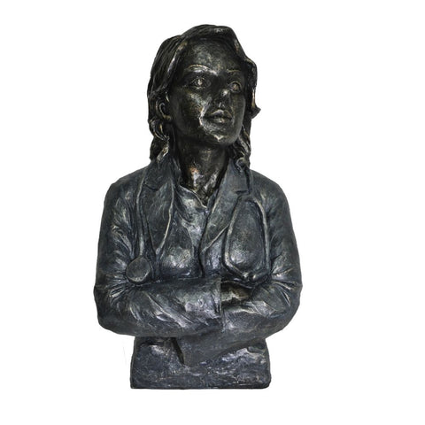 The Urban Port Doctor Female Statue Sculpture in Patina Black Finish by Urban Port