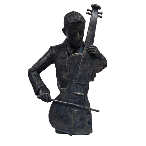 The Urban Port Violin Player Statue Sculpture in Patina Black Finish by Urban Port