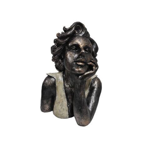 The Urban Port Dreaming Lady Bust Sculpture in Patina Black Finish by Urban Port