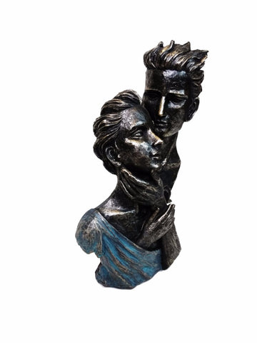 The Urban Port Romantic Couple Bust Sculpture in Patina Black Finish by Urban Port