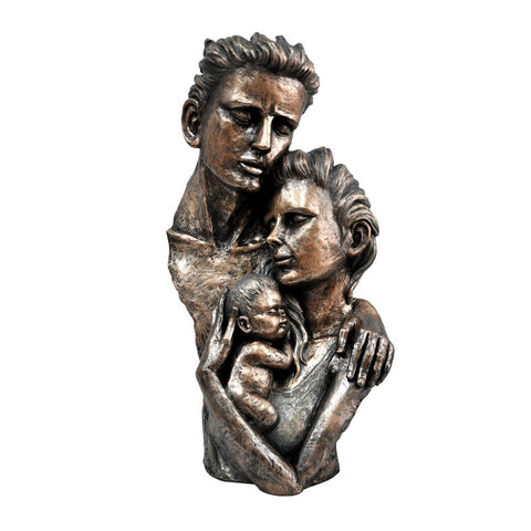 The Urban Port Men with Child and Women Statue Sculpture in Patina Black Finish by Urban Port