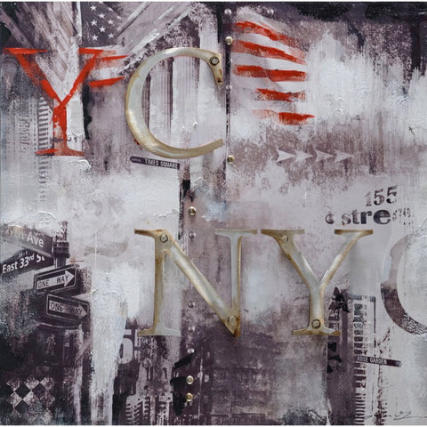 The Urban Port Modern Style Abstract NYC Oil Painting, Multicolor