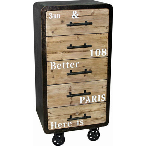 The Urban Port Industrial Five Drawer Cabinet by Urban Port