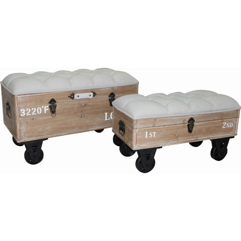 The Urban Port Distressed style Industrial Ottoman Set of Two by Urban Port