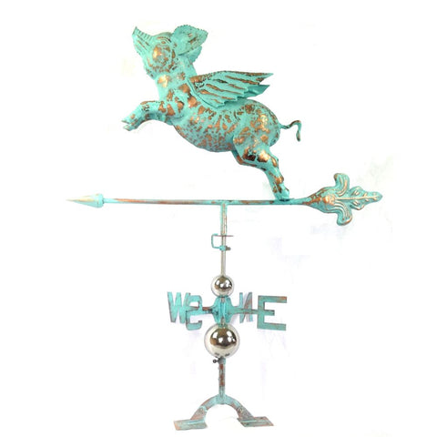 The Urban Port Defined Copper Green Flying Pig Weathervane by Urban Port