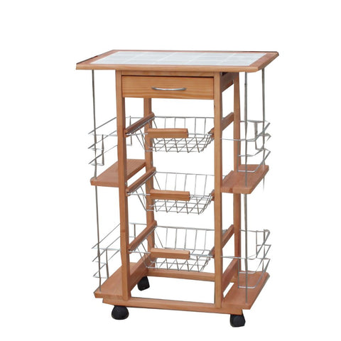 The Urban Port Contemporary Ceramic Kitchen Cart Trolley by Urban Port