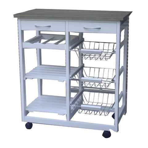 The Urban Port Modern Kitchen Cart Trolley With Drawers  by Urban Port