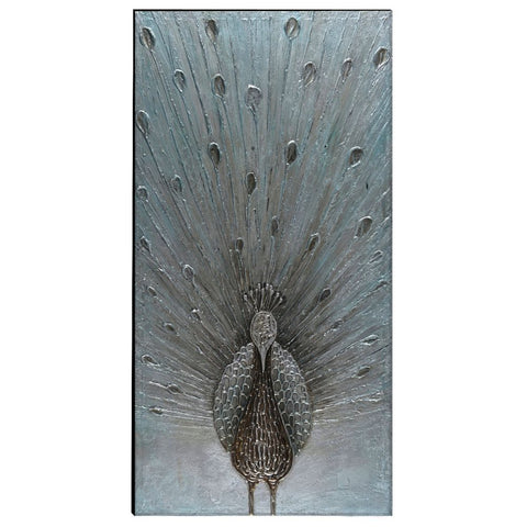 The Urban Port Exquisite Hand Painted Peacock Wall Art Decor, Multicolor