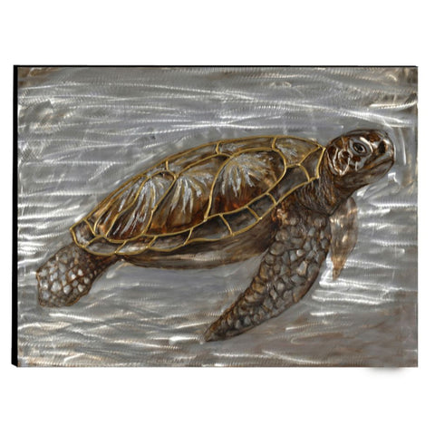 The Urban Port Finely Painted Turtle Wooden Wall Art Decor, Multicolor