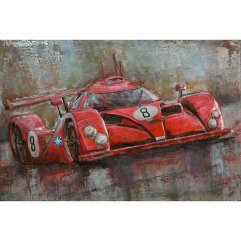 The Urban Port Red Number 8 Sport Car Wall decor in Iron by Urban Port