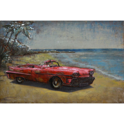 The Urban Port Red Vintage Look Convertible Car Wall decor by Urban decor
