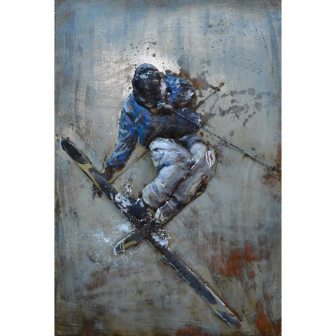 The Urban Port Ski Jump Metal Wall decor in Iron by Urban Port