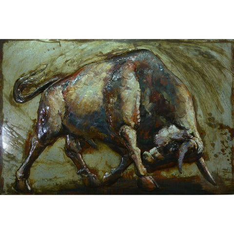 The Urban Port Raging Bull Metal Wall decor Large by Urban Port