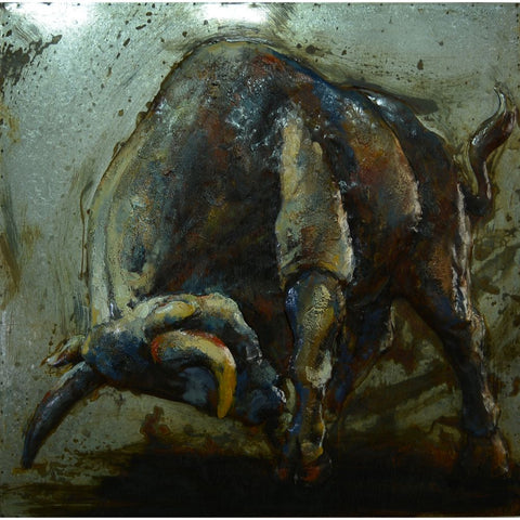 The Urban Port Raging Bull Metal Wall decor Small by Urban Port