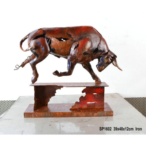 The Urban Port Raging Bull Metal Sculpture by Urban Port