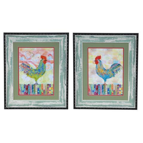 Crestview ROOSTER ON  A FENCE 1 & 2 SET 2 CVA3347