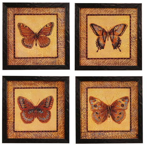 Crestview CRACKLED BUTTERFLY SET 4 CVA3348