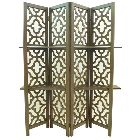 Crestview Freeport 4 Panel Screen w/ Shelves CVFZR1021