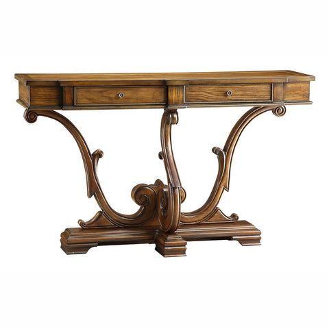 Crestview Colonial 2 Drawer Carved Leg Console CVFZR1037