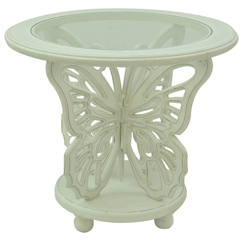 Crestview Bethany White Butterfly Table CVFZR1065