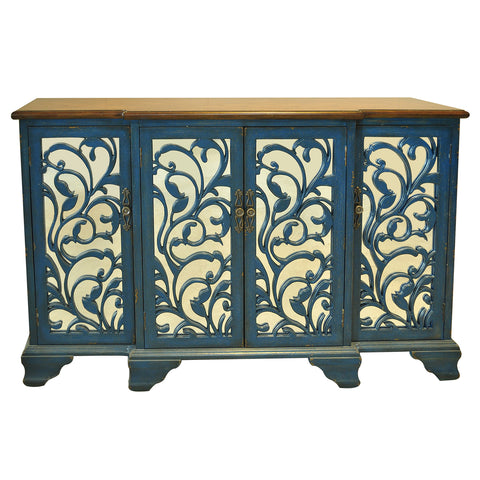 Crestview Hawthorne Indigo 4 Door Sideboard CVFZR1074