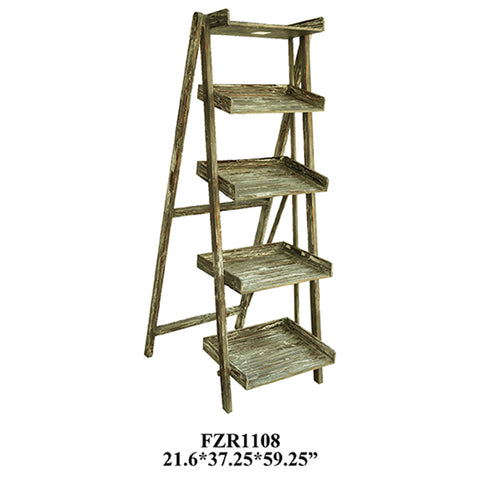 Crestview Boulder Distressed Ladder Shelf CVFZR1108