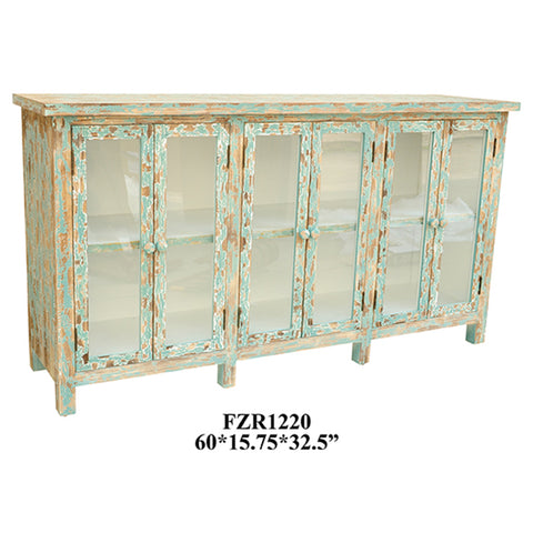 Crestview Dawson Creek Weathered Oak and Cyan 6 Door Sideboard CVFZR1220