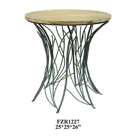 Crestview Spring Creek Metal and Weathered Wood Accent Table CVFZR1227
