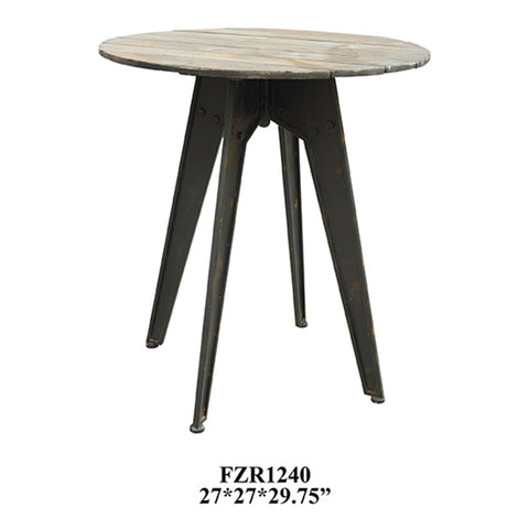 Crestview Cumberland Metal and Smoked Wood Accent Table CVFZR1240