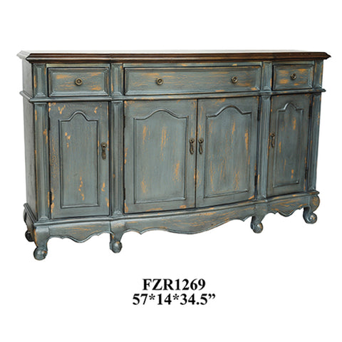 Crestview Chatsworth Grey 3 Drawer / 4 Door Credenza CVFZR1269