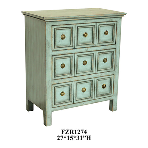 Crestview Florence Teal 3 Drawer Chest CVFZR1274