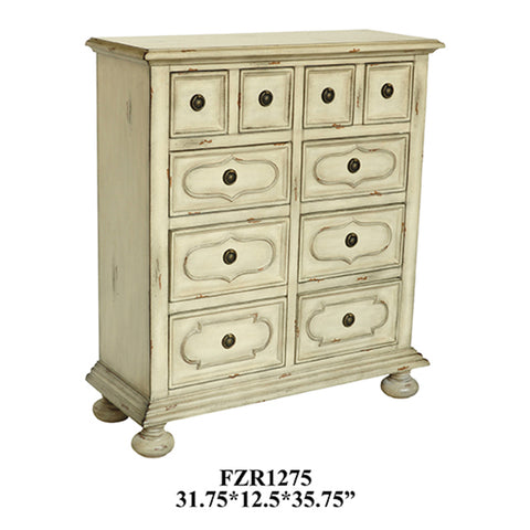 Crestview Newcastle 10 Drawer Antique White Chest CVFZR1275
