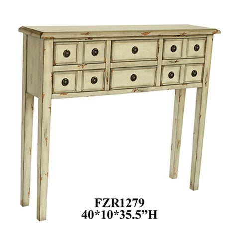 Crestview Newcastle 6 Drawer Antique White Console CVFZR1279