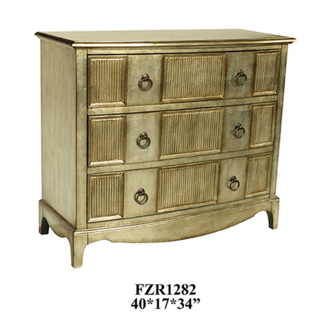 Crestview Beverly Gold Leaf 3 Drawer Chest CVFZR1282