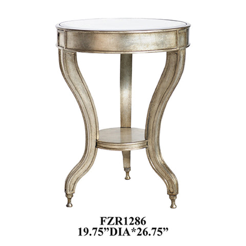 Crestview Beverly Gold Leaf Mirrored Accent Table CVFZR1286